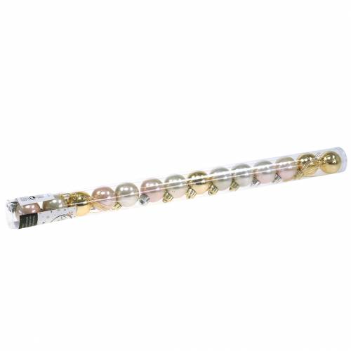 Floristik24 Christbaumschmuck Weihnachtskugel Gold, Weiß, Rosa 3cm 14St