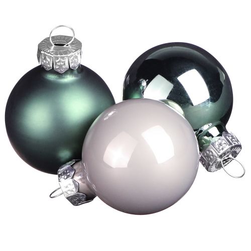 Artikel Weihnachtskugeln Glas Baumkugeln Grün Grau 4cm 24 St