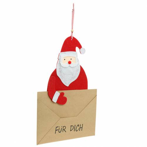 Artikel Deko-Hänger Geschenktasche Weihnachtsmann mit Briefumschlag „Für Dich“ L46,5cm Ø25cm 4St