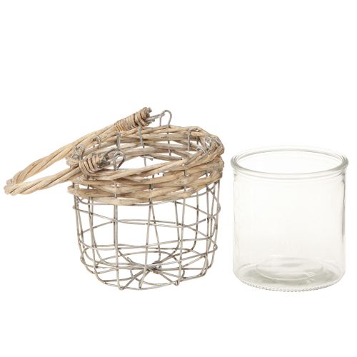 Artikel Windlicht Hängedeko Metall Glas Weide Ø13cm H12cm 2St