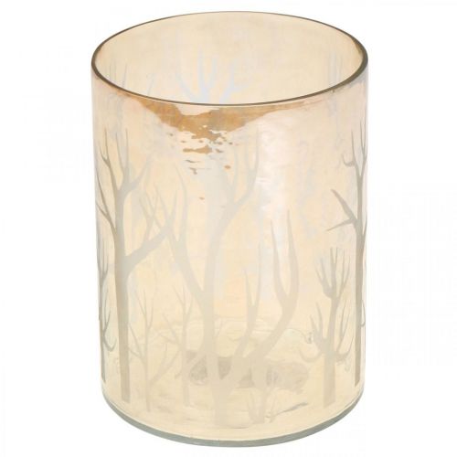 Artikel Windlicht Glas Bäume Braun Kerzenglas Ø12cm H15cm