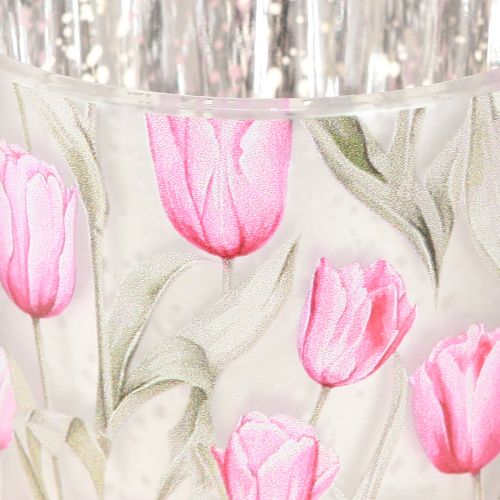 Artikel Deko Windlicht Glasmotiv Tulpendesign für frühlingshafte Wohnakzente 8cm 4St.