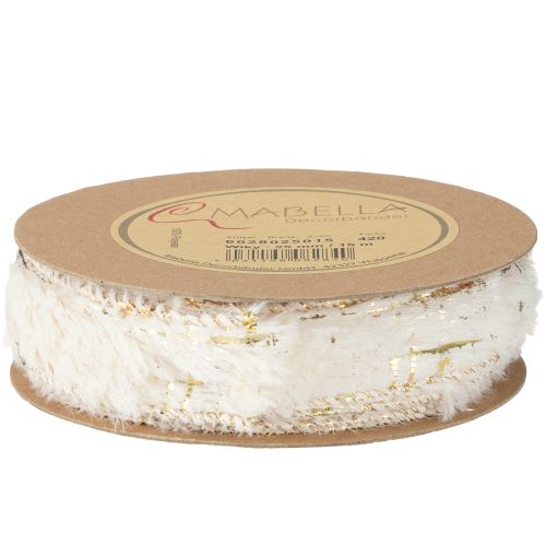 Artikel Band mit Fell Dekoband Creme Gold Kunstfell 25mm 15m