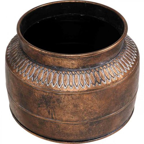 Floristik24 Übertopf groß Metall Kupfern Relief Deko Kübel Ø31,5cm H23cm