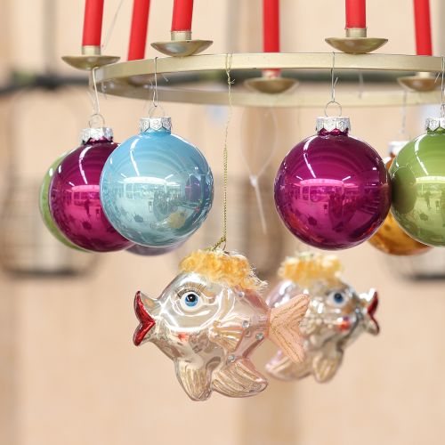 Artikel Christbaumschmuck-Fische, Dekoanhänger, Weihnachtsdeko Echtglas H9,5cm 2St
