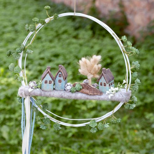 Artikel Deko Häuschen Keramik Blau Braun Vintage H6,5/7cm 6 St