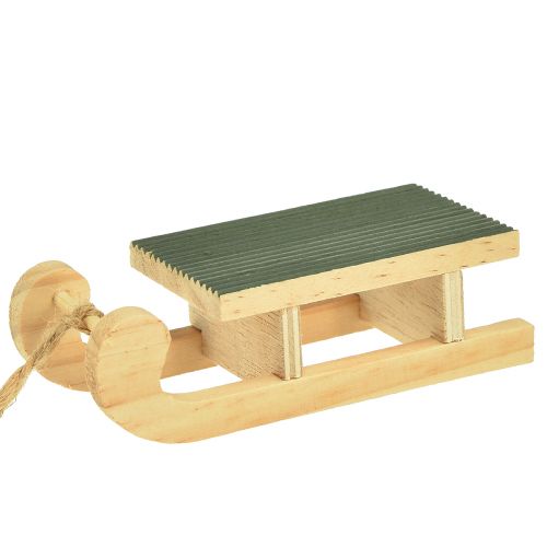 Artikel Deko Schlitten Holz zum Hängen Mint Grün Weiß 9,5cm 6St