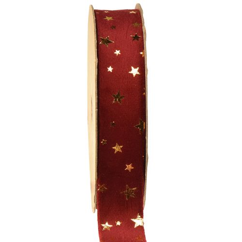 Artikel Samtband Weihnachten Sternenband Rot Gold B25mm L8m