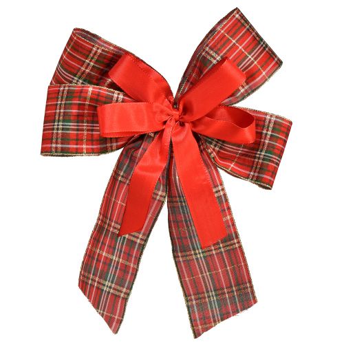 Dekoschleife Weihnachten Geschenkschleife Outdoor Rot Kariert 6cm breit 20×29cm 5St