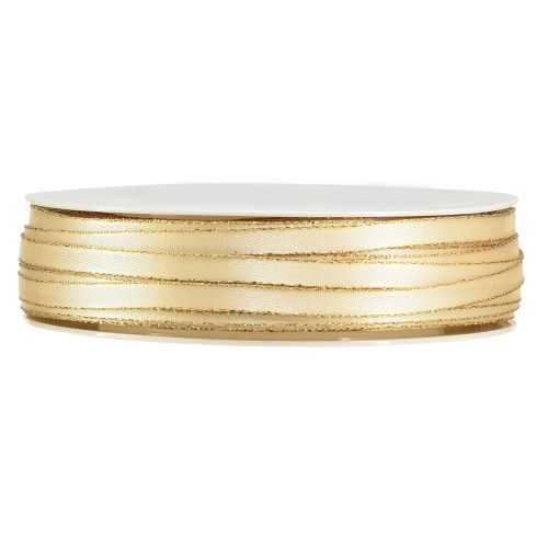 Artikel Doppelsatinband Schmuckband in Creme Gold B6mm L50m