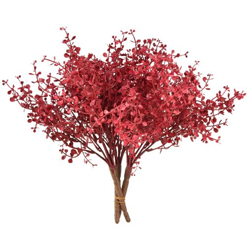 Eukalyptusbusch Rot Kunstpflanze Eukalyptus 28cm 3St