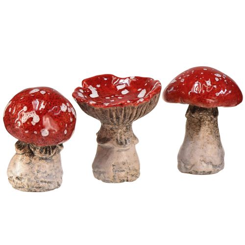 Charmante Fliegenpilz-Dekorationen aus Keramik – Rot mit weißen Punkten, 8.6 cm – Ideale Gartendeko – 3 St