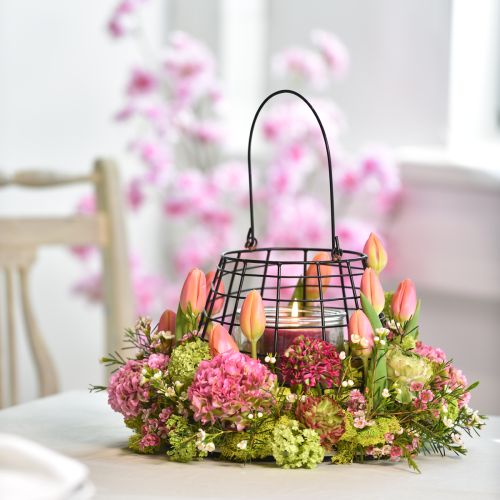 Artikel Gartenlaterne mit Henkel Schwarz Windlicht Glas Ø17cm H15cm