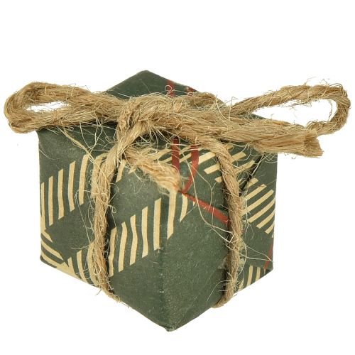 Artikel Papier-Geschenkboxen Mini Set, Rot-Grün-Natur, 2,5x3 cm, 18 Stück - Weihnachtsdeko