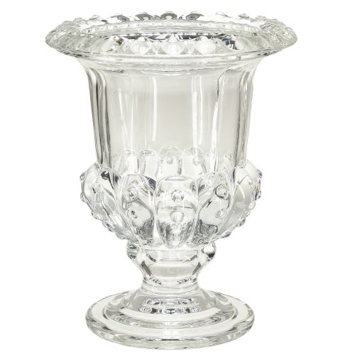 Glasvase Vase mit Fuß Vintage Dekor Klar Ø16cm H20cm