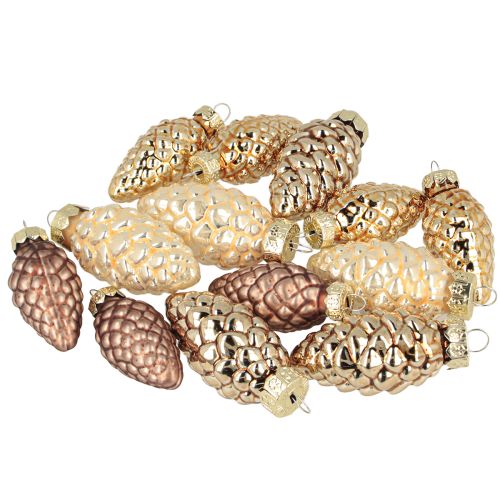 Artikel Glaszapfen zum Hängen Zapfen Glas Braun Gold 5,5cm 14 St