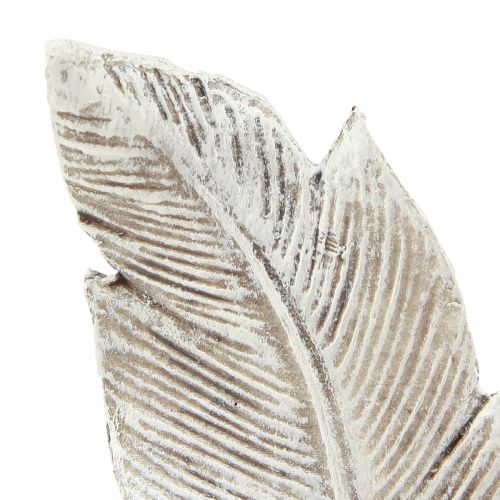 Artikel Grabschmuck Feder Grau Weiß Grabdeko Polyresin 15,5cm 4St