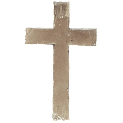 Artikel Grabschmuck Kreuz rustikal Grau Weiß Polyresin 12×7cm 6St