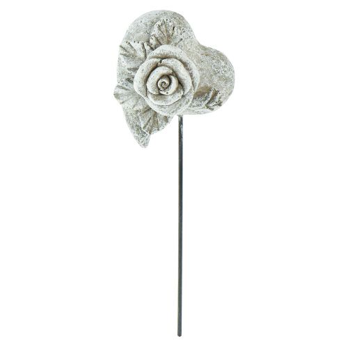 Artikel Grabstecker Herz Gedenkstecker Rose Steinguss 5,5cm 6 St