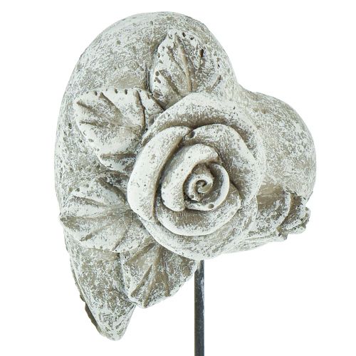 Artikel Grabstecker Herz Gedenkstecker Rose Steinguss 5,5cm 6 St