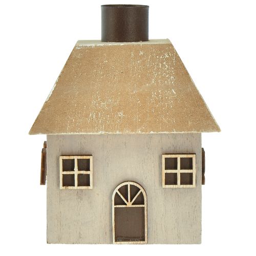 Artikel Kerzenhalter Weihnachten Haus Holz Grau 9×9×11cm 2 St