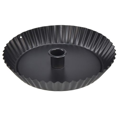 Origineller Kerzenhalter aus Metall in Kuchenform – Schwarz, Ø 18 cm – Stilvolle Tischdeko – 4St