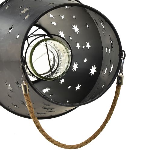 Artikel Hängendes Windlicht aus Metall in Anthrazit mit Sternen – Ø18,5 cm, Höhe 50 cm – Elegante Außen- und Innenbeleuchtung