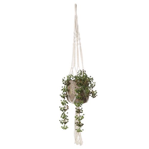 Floristik24 Makramee Blumenampel Für Topf Ø18–19cm Creme H85cm