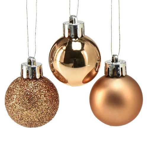 Floristik24 Mini Christbaumkugeln Bronze Bruchfest Ø3cm H3,5cm 14St