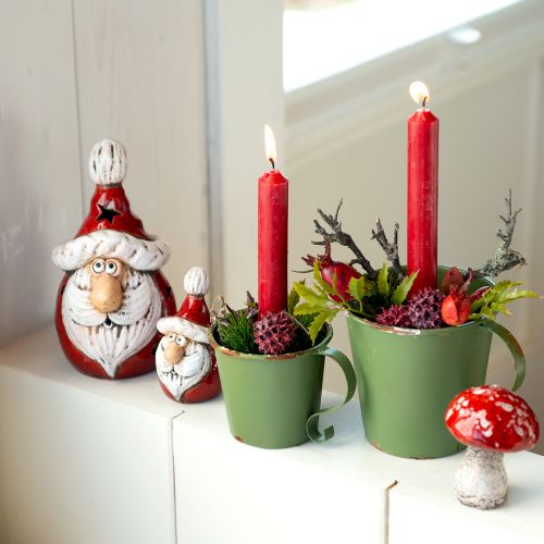 Niedliche Keramik Weihnachtsmann Figur, Rot-Weiß, 10cm - 4er Set, Perfekte Weihnachtsdeko