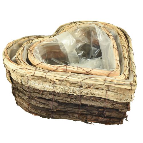Artikel Pflanzherz Holz Pflanzschale 3-farbig 30/26/20,5cm 3er-Set