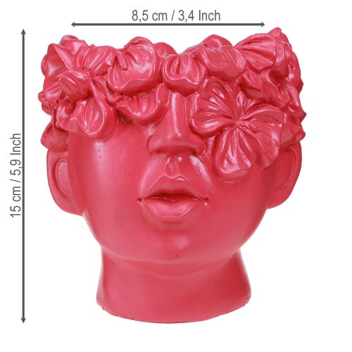 Artikel Pflanzkopf Polyresin Büste Übertopf Pink 13,5×13×15cm