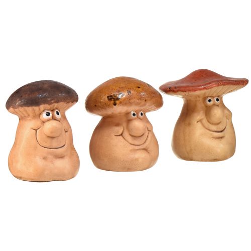 Fröhliche Pilzfiguren mit Gesichtern im 3er-Set – Vielfältige Brauntöne, 6.6 cm – Lustige Deko für Garten und Heim
