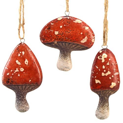 Charmante rote Pilzanhänger mit Juteschnur 3 cm – Perfekte Herbst- und Weihnachtsdekoration – 6 St