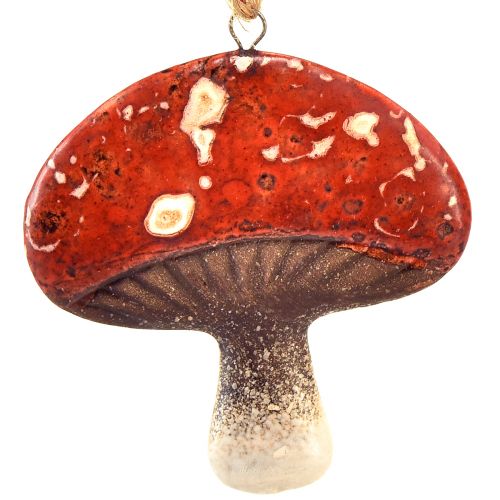 Artikel Charmante rote Pilzanhänger mit Juteschnur – 3 cm, Set aus 6 – Perfekte Herbst- und Weihnachtsdekoration