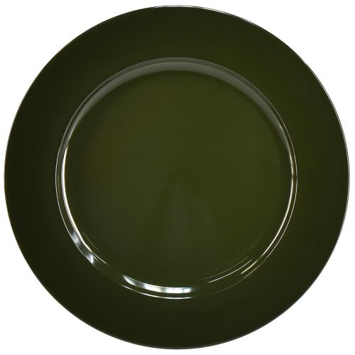 Floristik24 Eleganter dunkelgrüner Plastikteller – 28 cm – Ideal für stilvolle Tischarrangements und Dekoration
