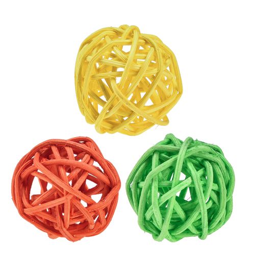 Rattanball Orange Gelb Grün Rattan Kugel Ø3cm 30 St