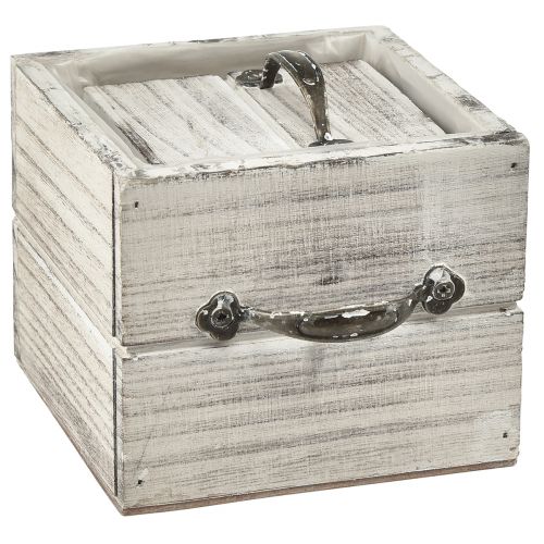 Artikel Holz Schubladen Set mit Griff, Weiß Gewischt, 12x12cm & 9x9cm - Rustikale Aufbewahrung