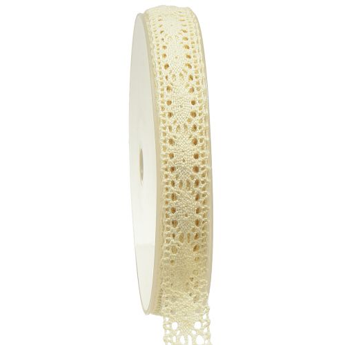 Floristik24 Spitzenband Creme Häkelband Schmuckband B18mm L20m