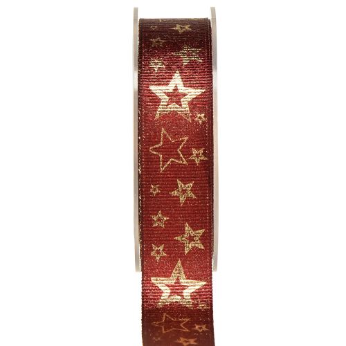 Floristik24 Sternenband Dekoband Weihnachten Rot Gold B25mm L15m