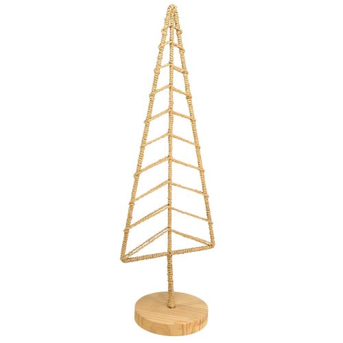 Tannenbaum Deko mit Sockel Holz Metall Natur 18x12x51cm