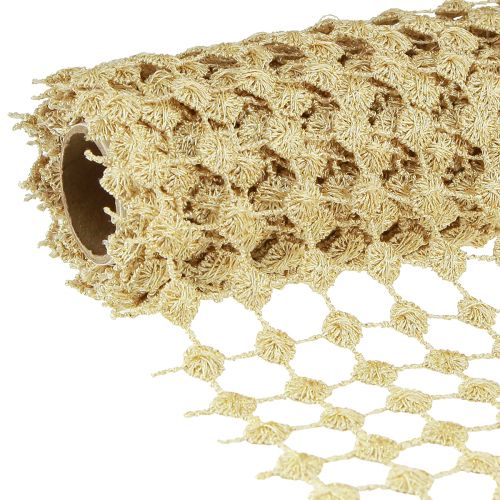 Floristik24 Tischband Gitter Gold Creme mit Glitter B19cm L1,5m