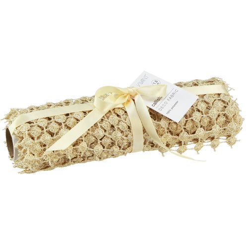 Artikel Tischband Gitter Gold Creme mit Glitter B19cm L1,5m