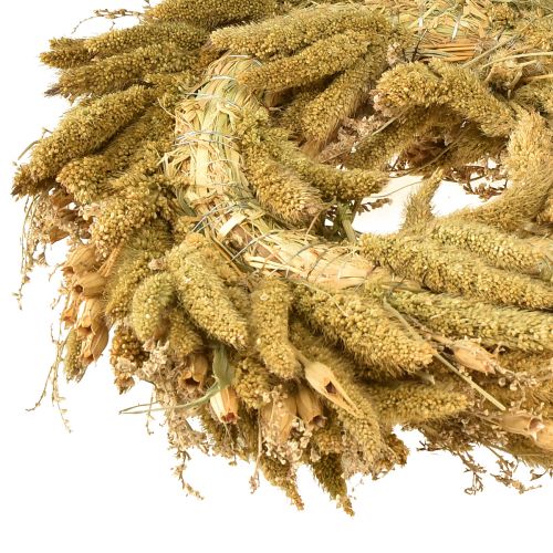 Artikel Deko Trockenkranz Kardendisteln und Hirse in Gelb-Olivgrün, Natürlich Landhaus Ø28cm, Vielseitige Wand- und Tischdeko