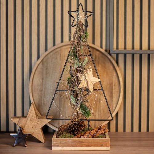 Artikel Weihnachtsbaum aus Metall mit Stern und Tablett – 25x18x66 cm – Moderne Festtagsdekoration