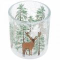 Floristik24 Teelichthalter Glas Weihnachten Crackle Teelichtglas H10cm