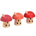 Floristik24 Deko Pilze Holz Häuschen Rot Orange Holzdeko 6×5cm 6St