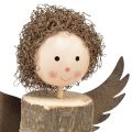 Floristik24 Engel mit Locken Holz Deko Weihnachten Natur H15cm 3St