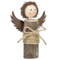 Floristik24 Engel mit Locken Holz Deko Weihnachten Natur H15cm 3St