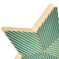 Floristik24 Holz Sterne geriffelt Tischdeko Grün Mint Weiß 11cm 6St